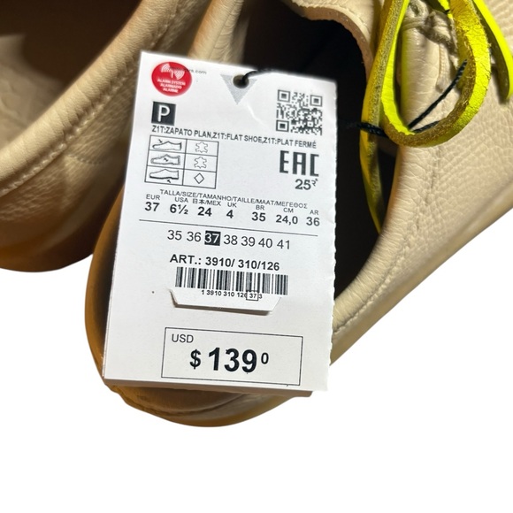 ZARA X CLARKS NWT Off White Leather Lace Up Wallabee in Sz 37 - Picture 8 of 10